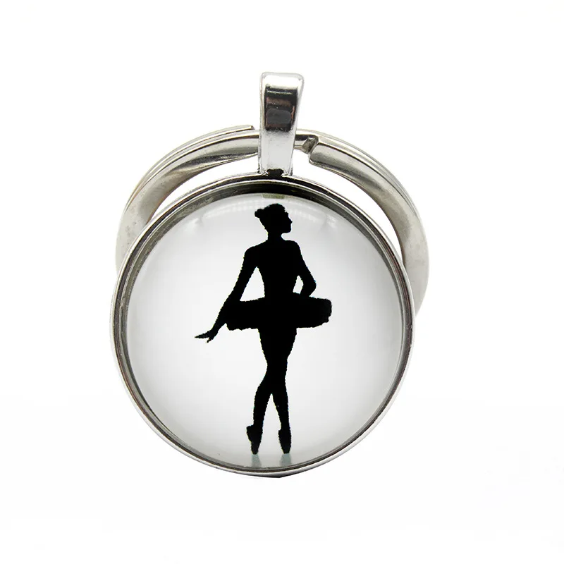 

Fashion Ballet Dance Jewelry Ballet Dancers Key Chain Key Ring Cabochon Glass Pendant Key Ring Ballet Dancers Creative Gifts