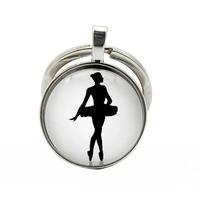 fashion ballet dance jewelry ballet dancers key chain key ring cabochon glass pendant key ring ballet dancers creative gifts