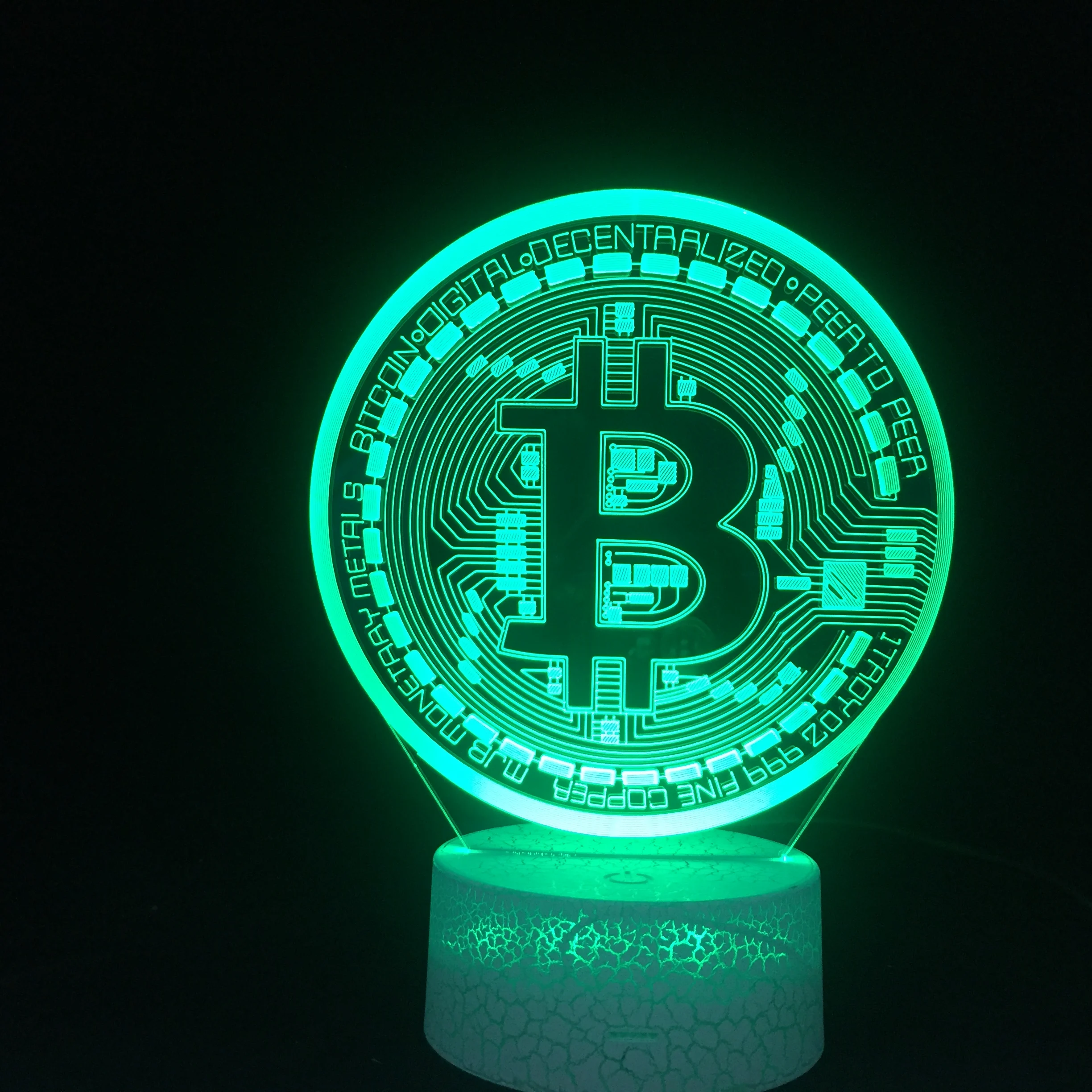 3d светодиодный ночник Биткоин с сенсорным Usb датчиком меняющие цвета новинка