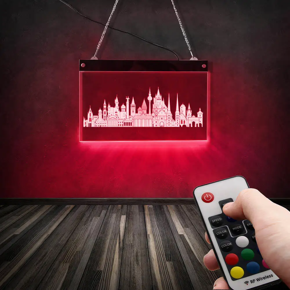 Германия Skyline светодиодный неоновый знак настенное художественное освещение ландшафт современного города настенная доска домашний декор Deutschland подарок-сувенир для туриста