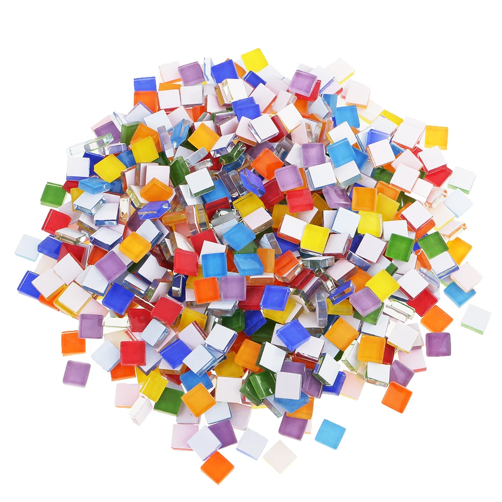 390 Pieces Assorted Color Square Glass Mosaic Tiles for DIY Making Crafts 10x10mm | Дом и сад