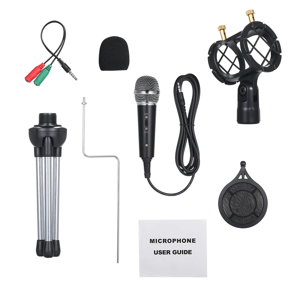 

Omnidirectional Metal Microphone 3.5mm Jack Lavalier Tie Clip Microphone Mini Audio with Stand for Computer Laptop Mobile Phone