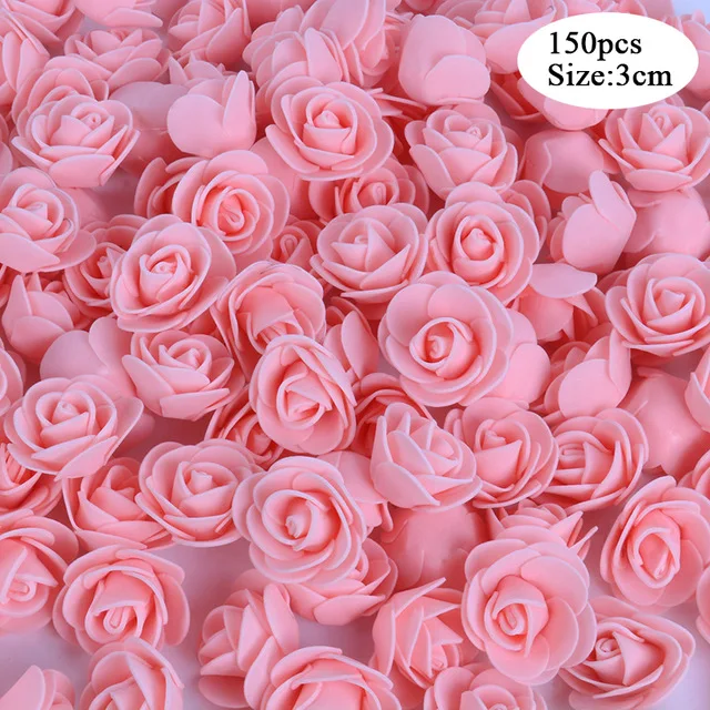 150pcs flower Полистирол пенополистирол LEDFoam Медведь Форма искусственный цветок голова Роза DIY Мишка бант ленты Свадьба День рождения подарок декор - Цвет: 150pcs flower