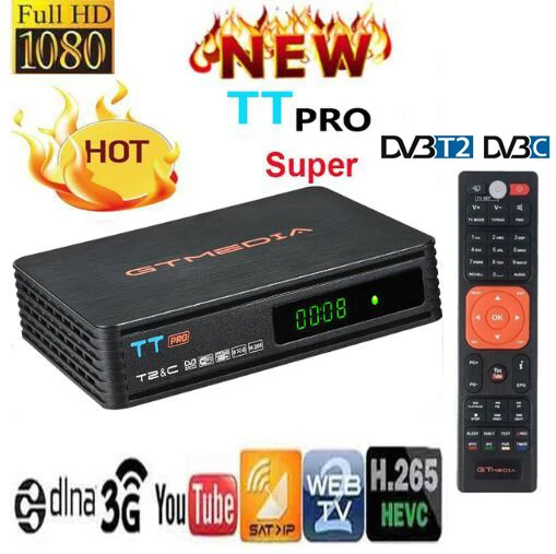GTMEDIA TT PRO DVB-T2/T эфирный ТВ-приемник HD цифровой ТВ-тюнер рецептор MPEG4 DVB T2 H.265 DVB-C ТВ-приставка