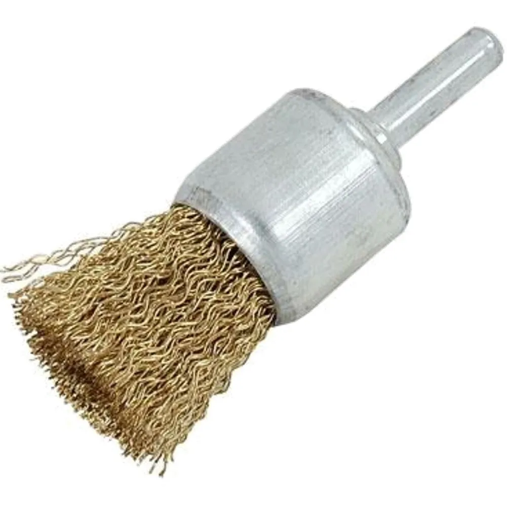 

3x End Wire Brushes 6mm Shank Diameter Brass Coated Steel Gold + Silver