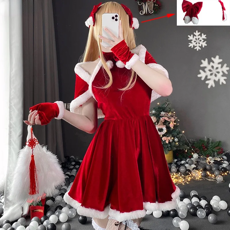 

Christmas Fancy Party Dress Suit Santa Claus Cosplay Costume Cute Bunny Girl Sexy Maid Uniform Fashion Miss Cape Outfits
