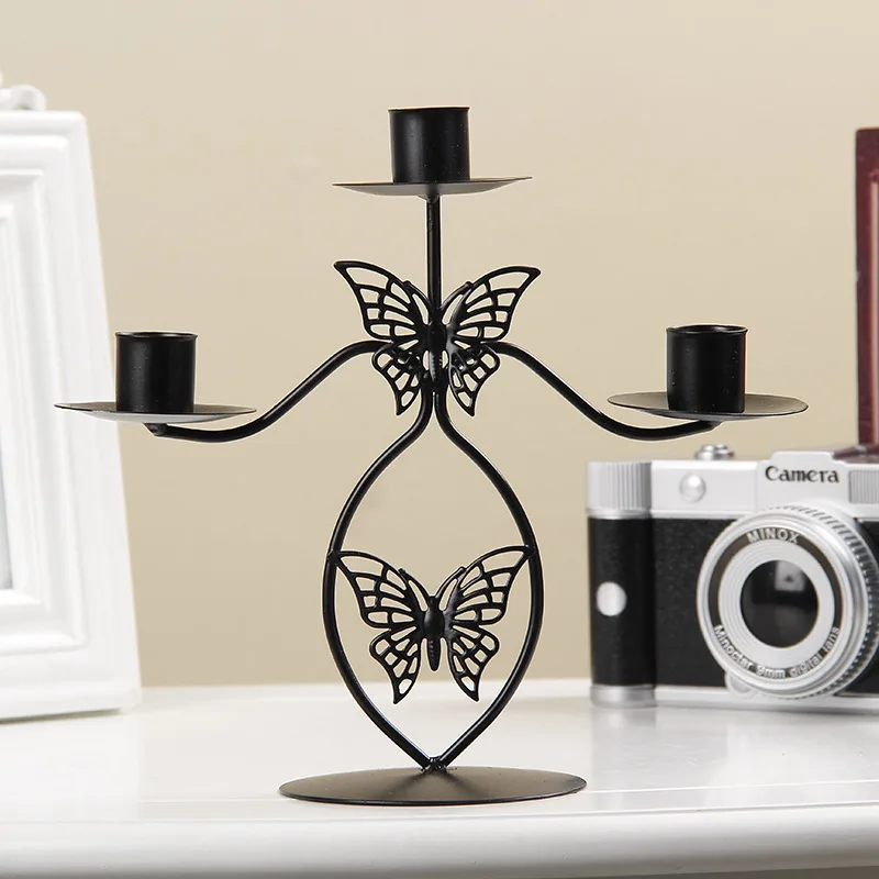 

Vintage Metal Candle Holder Nordic Style Geometric European Table Candle Holder Pillar Black Decoracion Hogar Home Decor DE50ZT