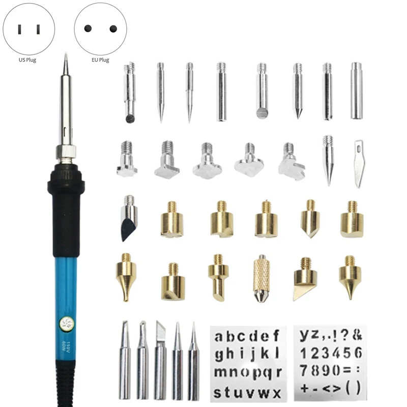 

60W Soldering Iron Kit Wood Burning Pen Set Electric Carving Pyrography Tools Welding Kit 35Pcs/Set