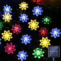 203050 led solar lotus string lights outdoor christmas fairy lights garland for wedding party patio garden holiday decoration