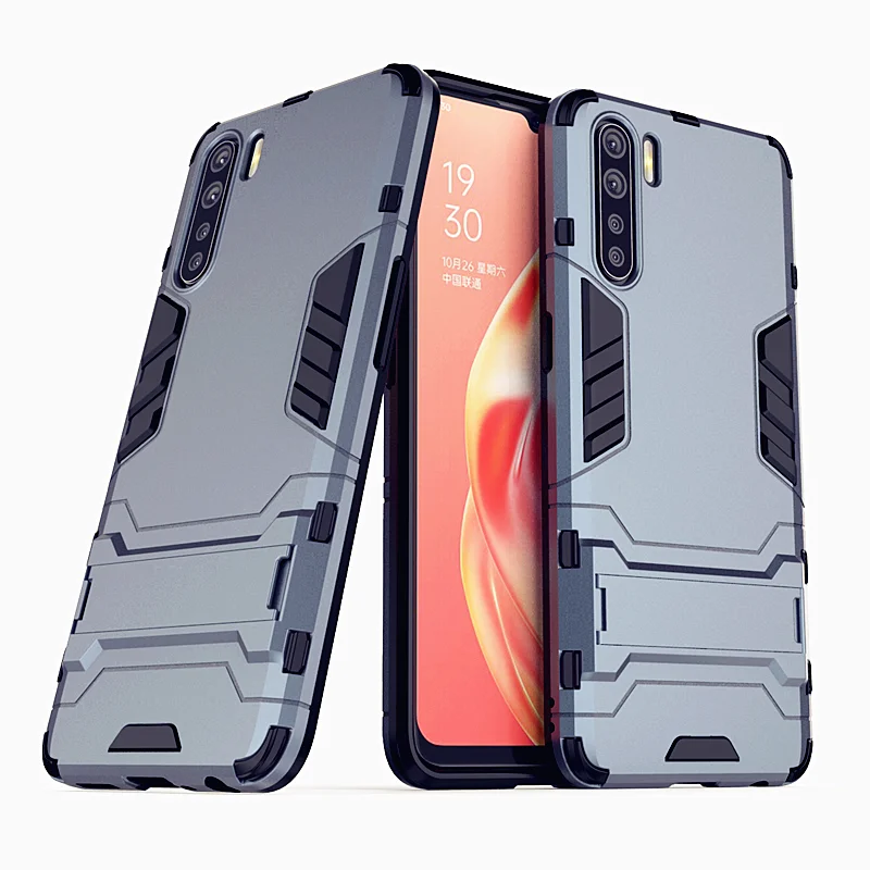 

For OPPO A91 Case Cove For OPPO A94 Rubber Shockproof Robot TPU Protective Hard Stand Armor Back Case For OPPO A91 A94 4G A94 5G