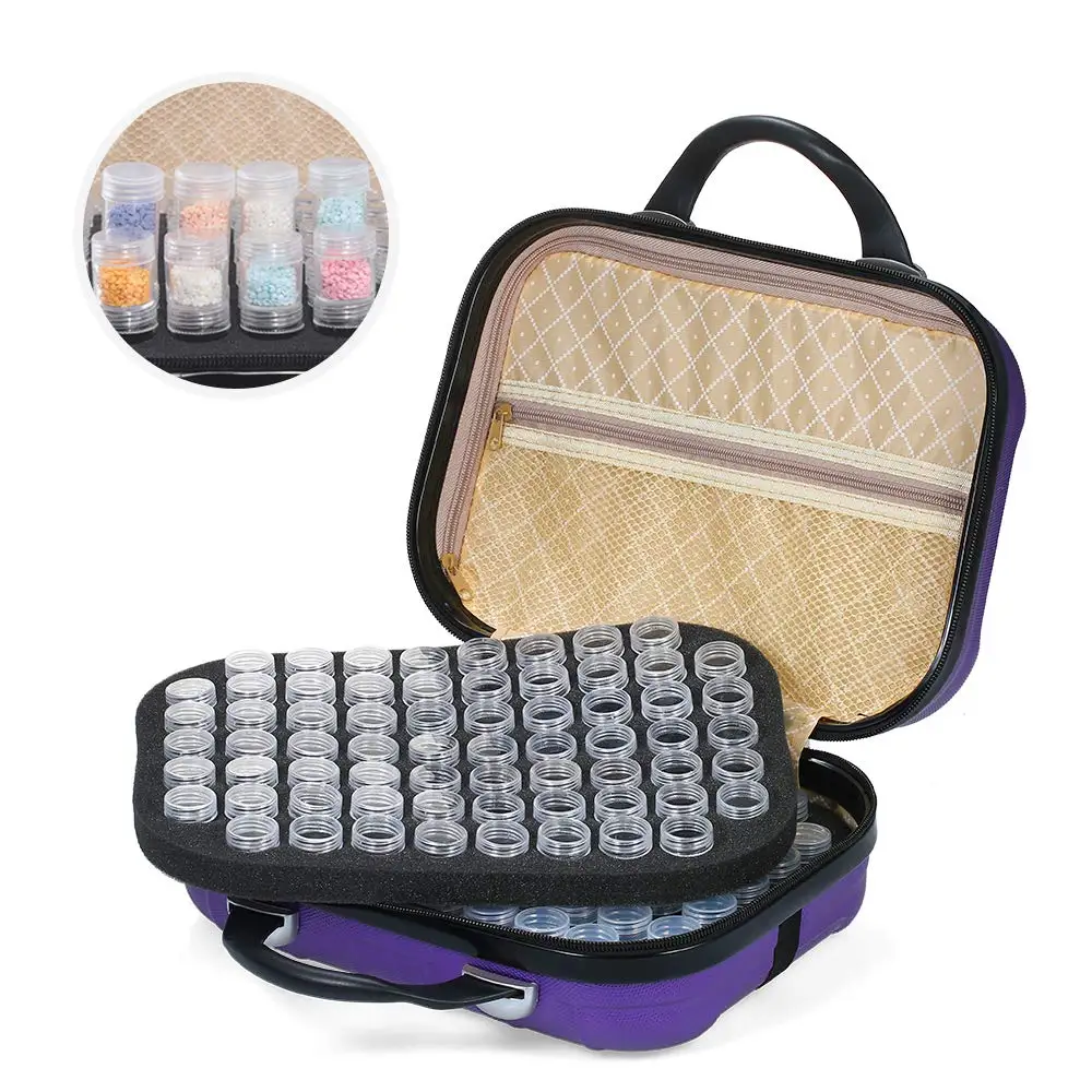 

132 Bottles Round Diamond Painting Tools Container Storage Bag Carry Case Daimond Painting Bag Zipper Accessories Double Layer