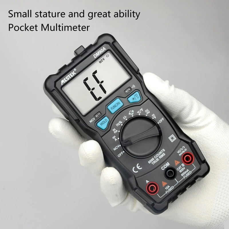 

Digital Multimeter TRMS Multi Testers Auto-Ranging Volt Meter 6000 Counts Ohmmeter Measures Capacitance Diodes Temp Hz