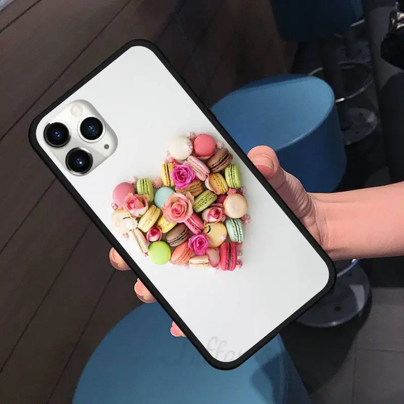 

Macarons Food colorful dessert Phone Case For iphone 7 8 12 11 XR XS pro Max Mini plus Soft silicone cover shell funda
