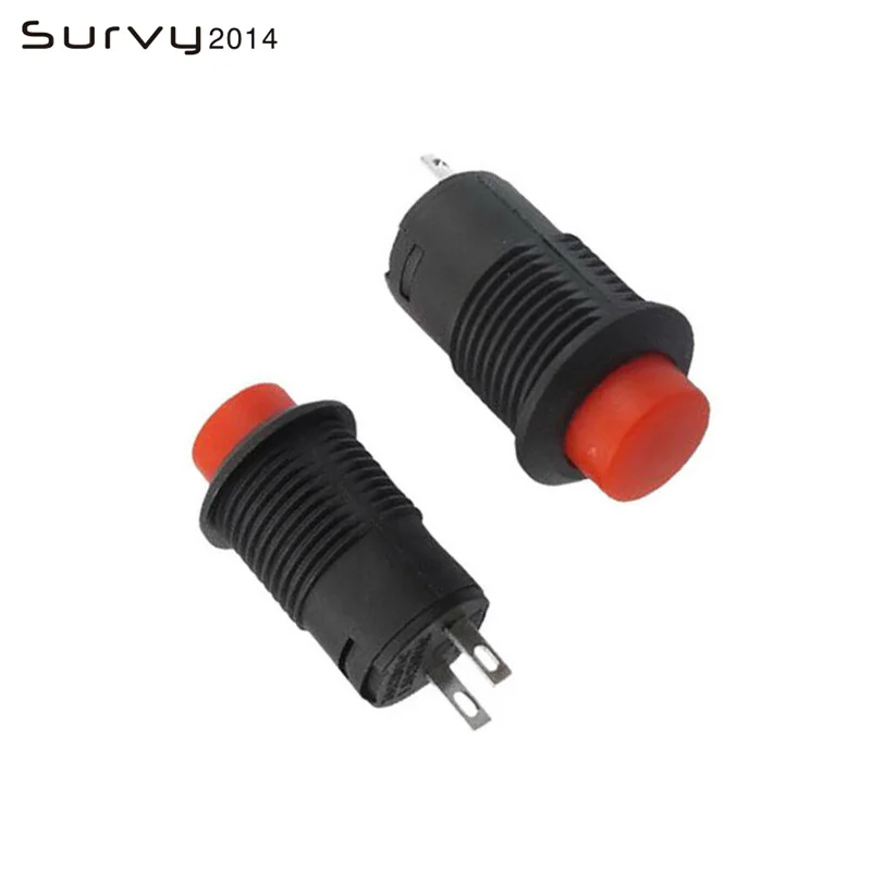 10 шт. Мгновенный SPST без Красной круглой крышки кнопочный переключатель 1.5A 250VAC 3A