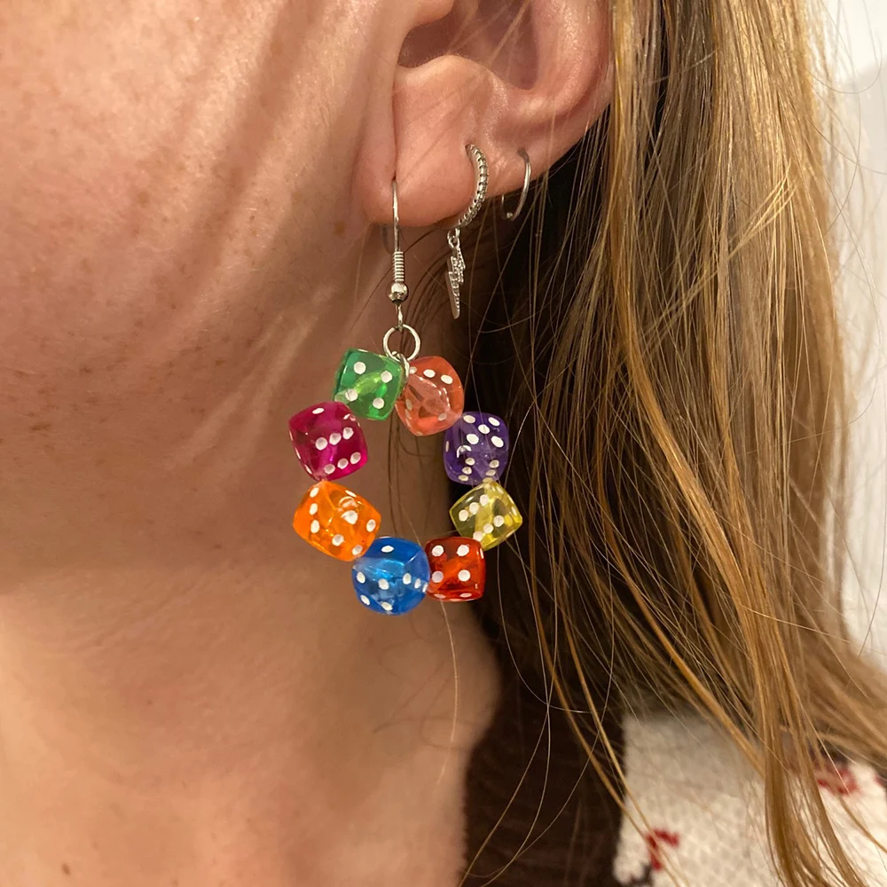 Женские серьги-подвески ручной работы разноцветные с бисером | Украшения и