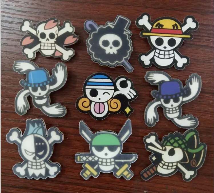 9 шт./компл. аниме мультфильм Цельный Луффи Скелет флаги значок брошь акриловые