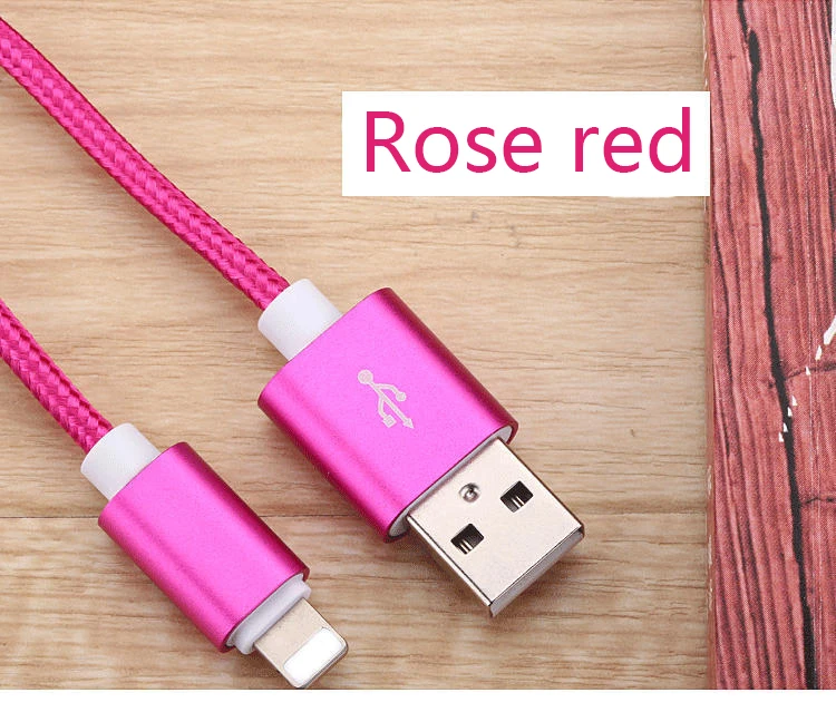 Rose red Кабель Micro USB Oincase de datos de carga rapida нейлоновая оплетка 1 м 2 м 3 м USB кабель для iPhone 11 7 6 S Plus X XR MRX - Цвет: Rose red
