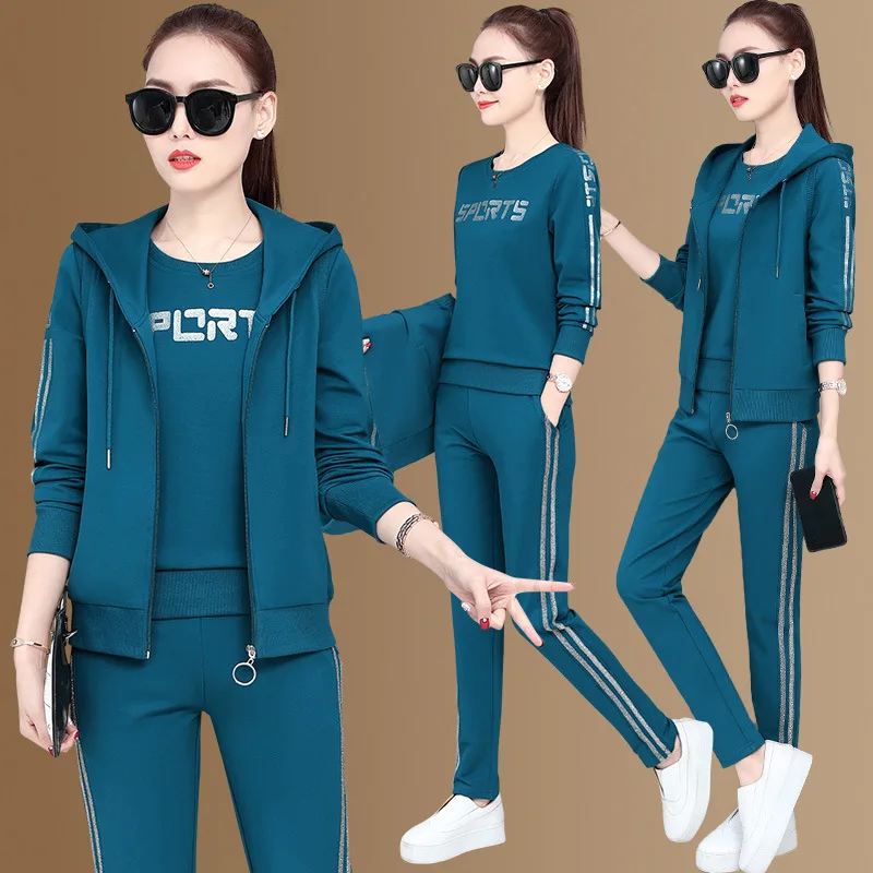 

Новинка 2022, спортивный костюм для бега на весну и осень, женский модный костюм из трех предметов с принтом, повседневный Свободный жилет с ка...