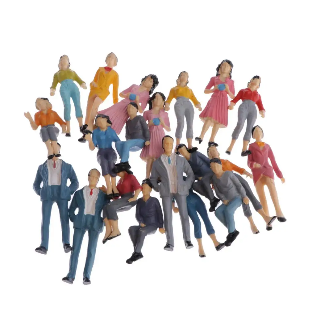 

20pcs 1:25 O Scale Assorted Miniature People Model Figurines for Model Train