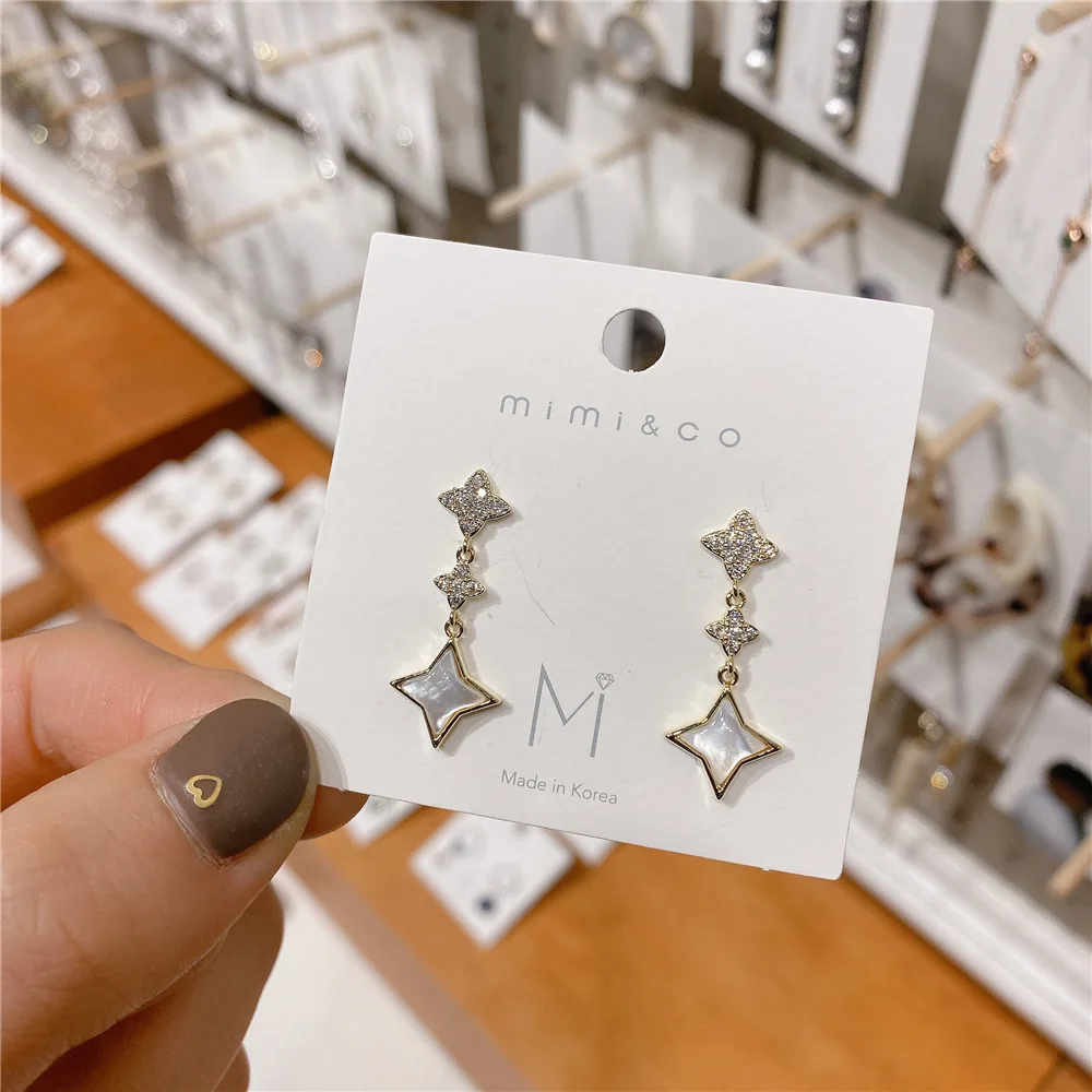 

ANGYANG Four-Leaf Clover Earrings Handmade Natural Shell Earrings Paired Things Fashion Jewelry 2021 bts kpop