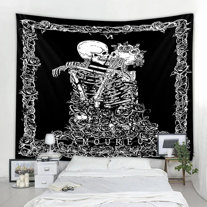 

Mandala Skull Tapestry Tarot Card Wall Hanging Astrology Divination Witchcraft Room Decoration Sun Moon Wall Decoration Tapestry
