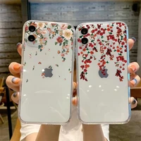 peach blossom flower clear phone case for iphone x xr xs max 7 8 plus se 2020 11 12 13 pro max florals transparent back cover