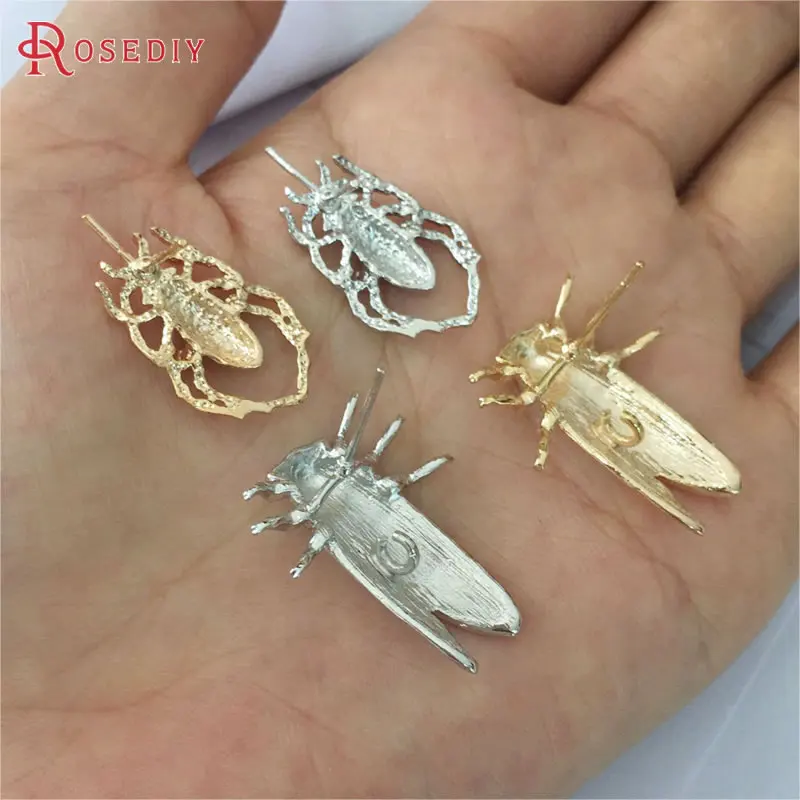 4 шт. 23*13 мм 24K позолоченные латунные штифт с насекомым серьги Diy ювелирные изделия серьги аксессуары