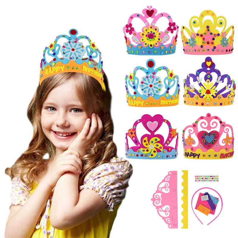 Нетканая Корона Ручной работы поделки на день рождения с головным убором Детские