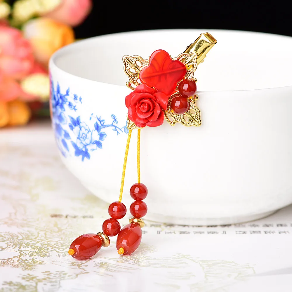 Цветочная заколка для волос из нефрита агат халцедона очаровательные ювелирные