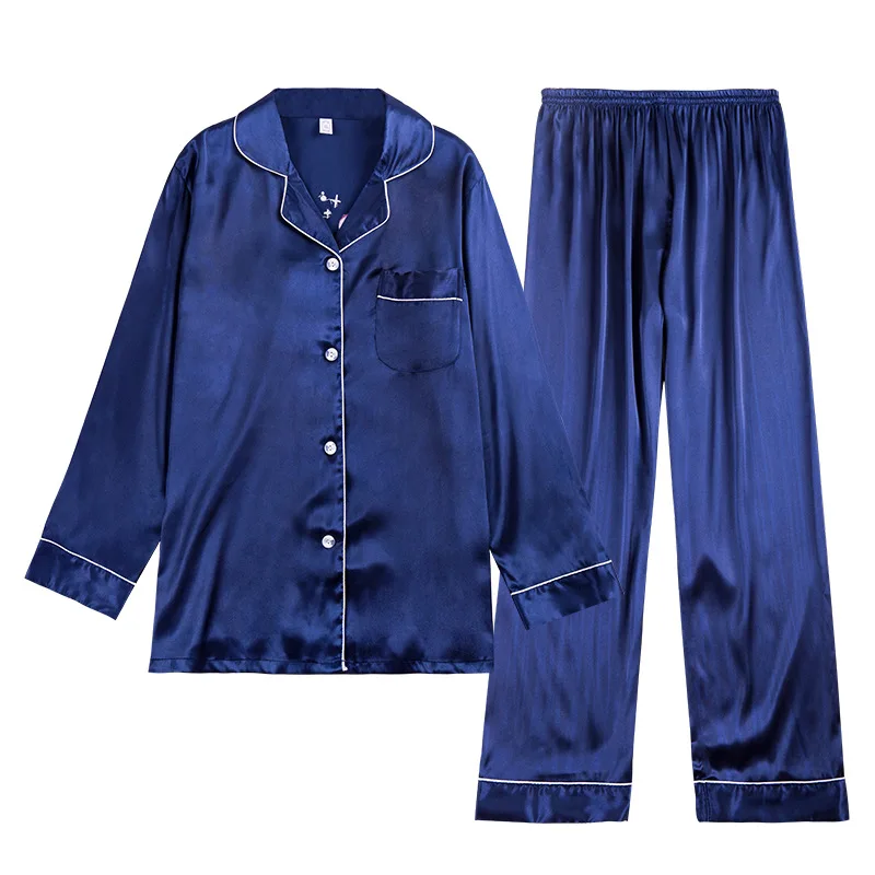 Новая Летняя шелковая пижама для сна Женский костюм из рубашки и брюк комплекты