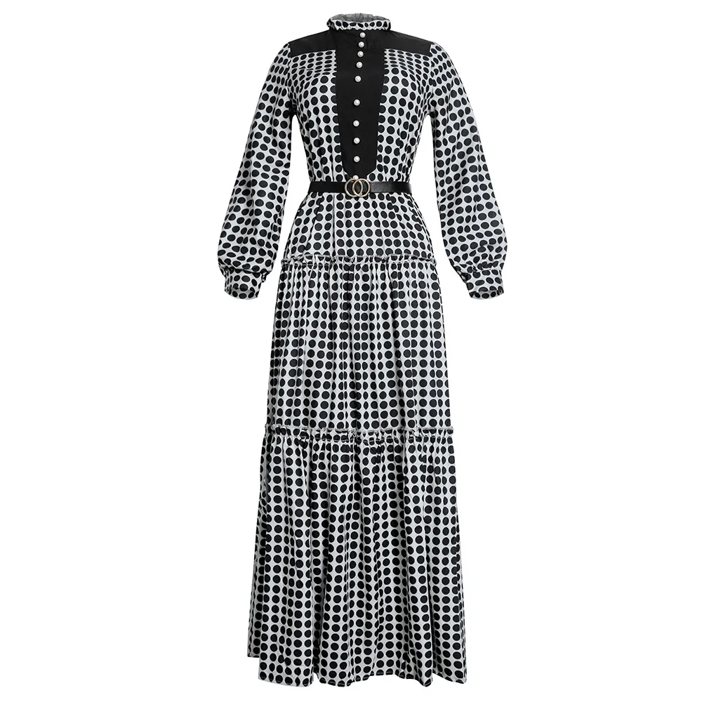 

Dashiki African Dresses For Women Autumn Africa Print Long Sleeve Maxi Dresses Boho Ruffle Gown Party Robes Abaya Kaftan Ankara