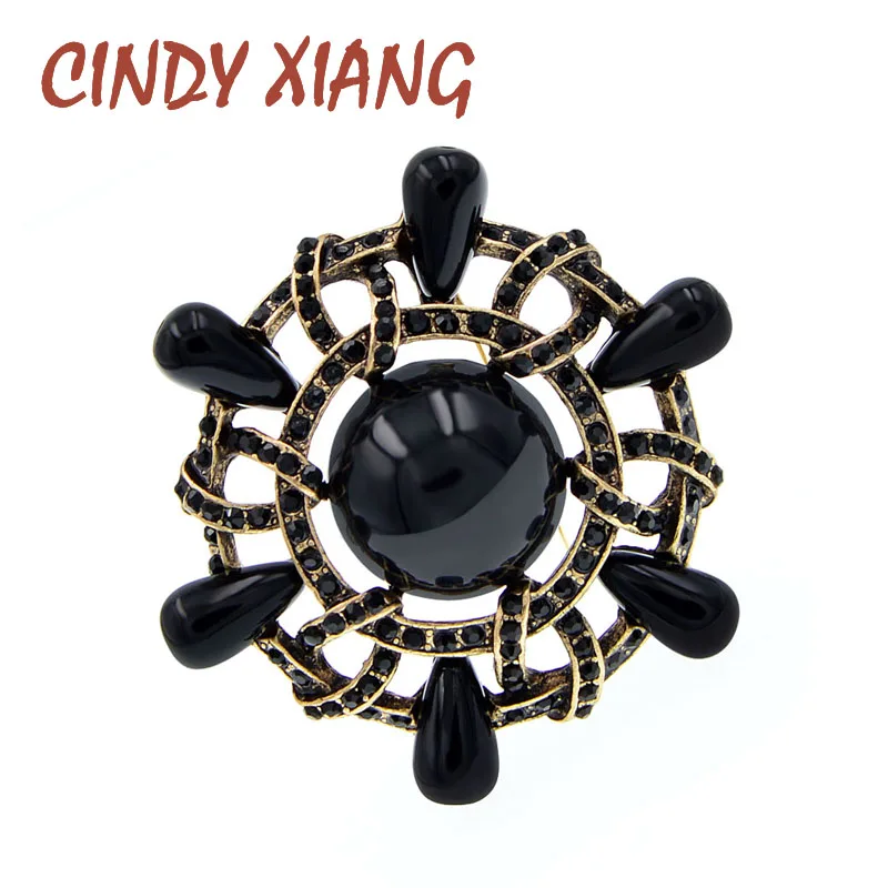 CINDY XIANG черная жемчужная круглая брошь для руля унисекс булавки пальто стразы