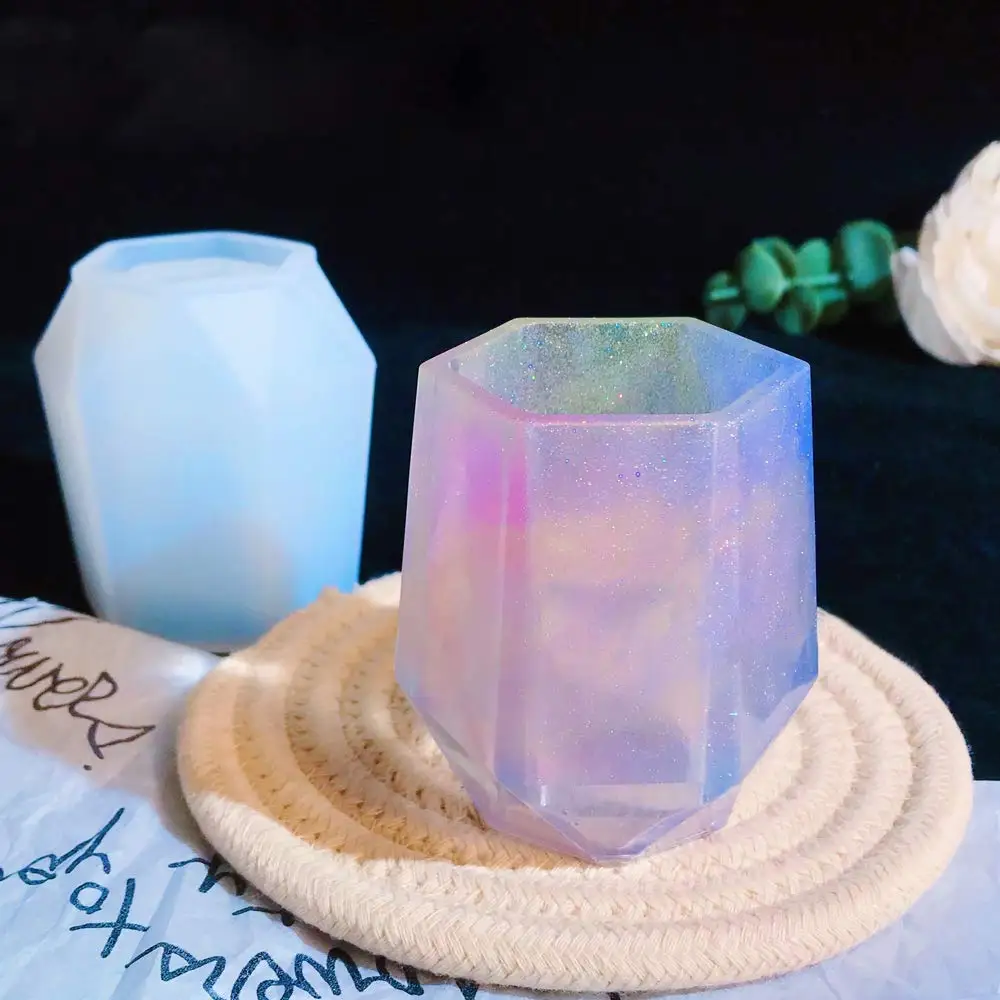 

Diy Silicone Pen Holder Shape Epoxy Mold For Resin Coaster flower Pot pen Holder candle Holder Hexagon Round Silicone Molds