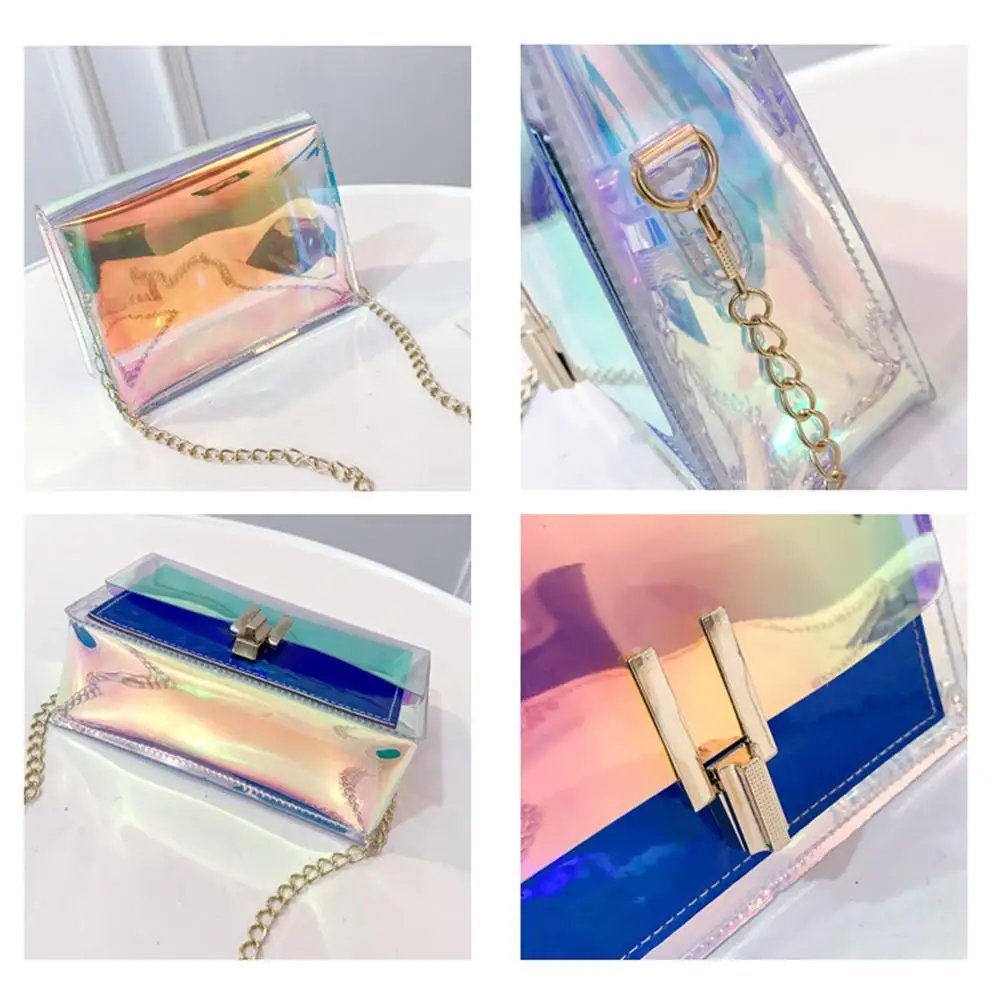 Мини-квадратная Лазерная Желейная сумка женские сумки на плечо корейские модные