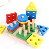 children wooden geometric building blocks sorting board montessori colorful stack building blocks puzzle toy early education toy