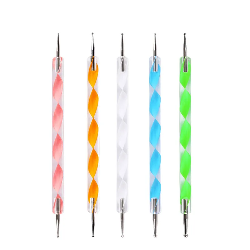

5 Sets of Nail Art Double-headed Point Drill Pen Nail Chain Link Flower Dot Painting Drawing DIY Professional Nail Acrylic Tools