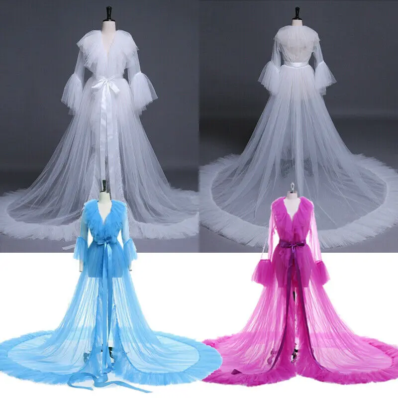 

Sexy Lingerie Sexy Robes Long Sleeves Lace Dress Sheer Gown See Through Perspective Robe Gown Women Sleepwear
