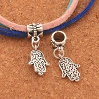 100pcs zinc alloy hamsa hand fatima religious charm beads fit european bracelets b376 27 1x10 2mm