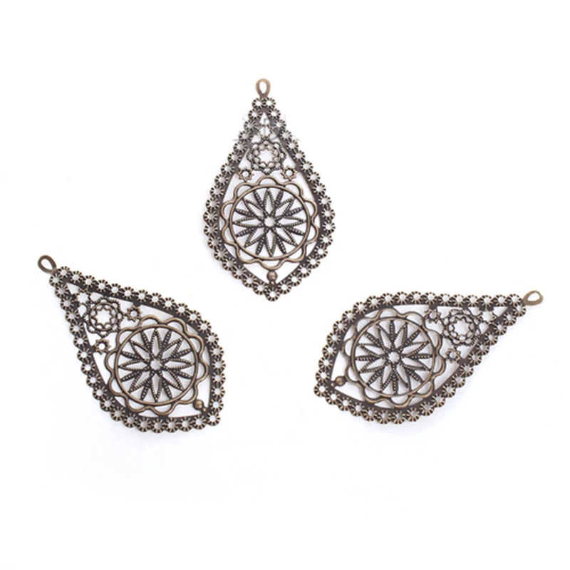 Украшения из сплава цинка DoreenBeads капля с бронзовой филигранью под старину