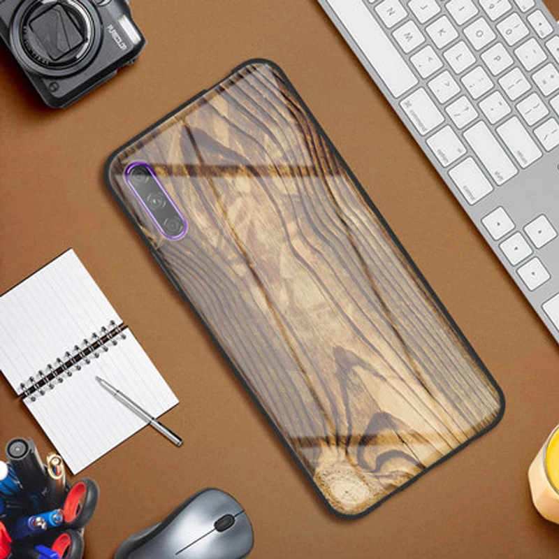 Деревянный Твердый деревянный узор из закаленного стекла чехол для телефона huawei
