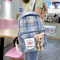 womens plaid backpack for teenage girls nylon large school bag preppy style bagpack teen girl travel rucksack female book bags