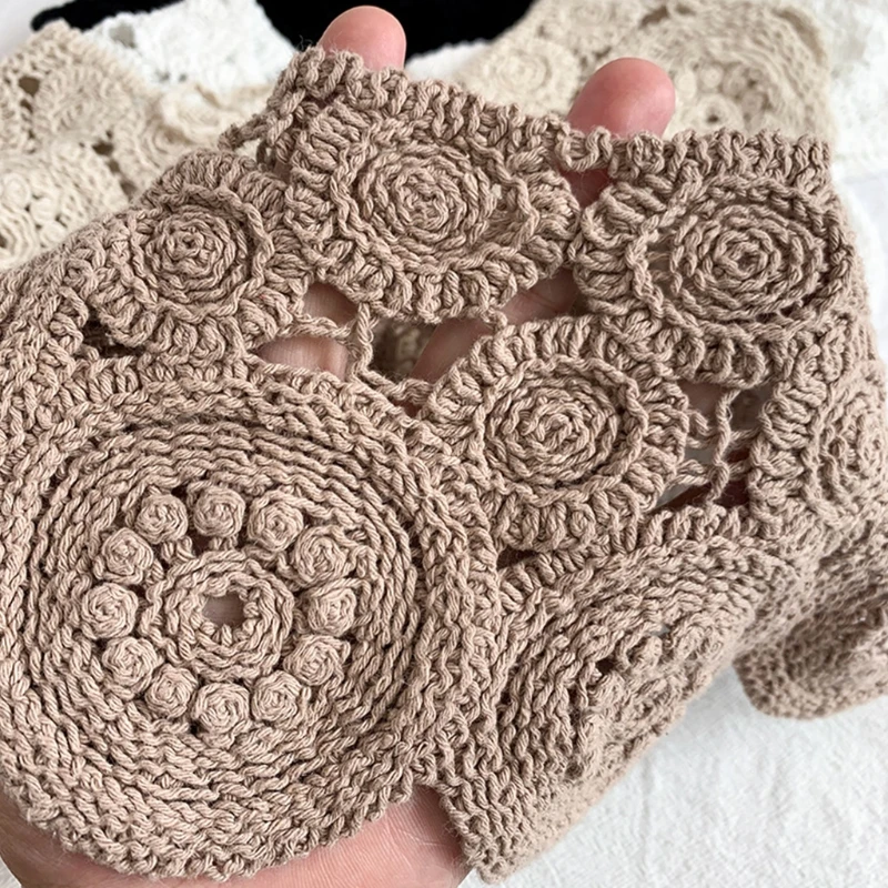 Винтажная Этническая вязаная крючком шаль шарф с круглым узором однотонная