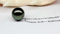 free shipping noble jewelry stunning round south sea13 14mm black green pearl necklace 14k