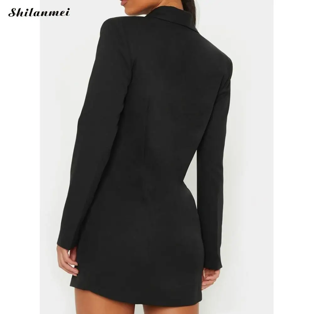 Женское офисное платье-блейзер с длинным рукавом элегантное вечернее облегающее