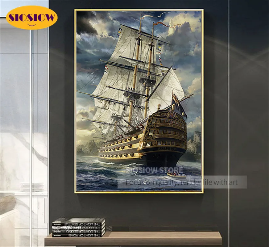 5d алмазная живопись сделай сам корабли и лодки полноразмерная Мозаика из страз