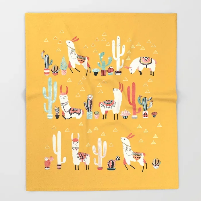 Одеяло с ламой и КАКТУСОМ для кушетки толстое покрывало пешего туризма пикника
