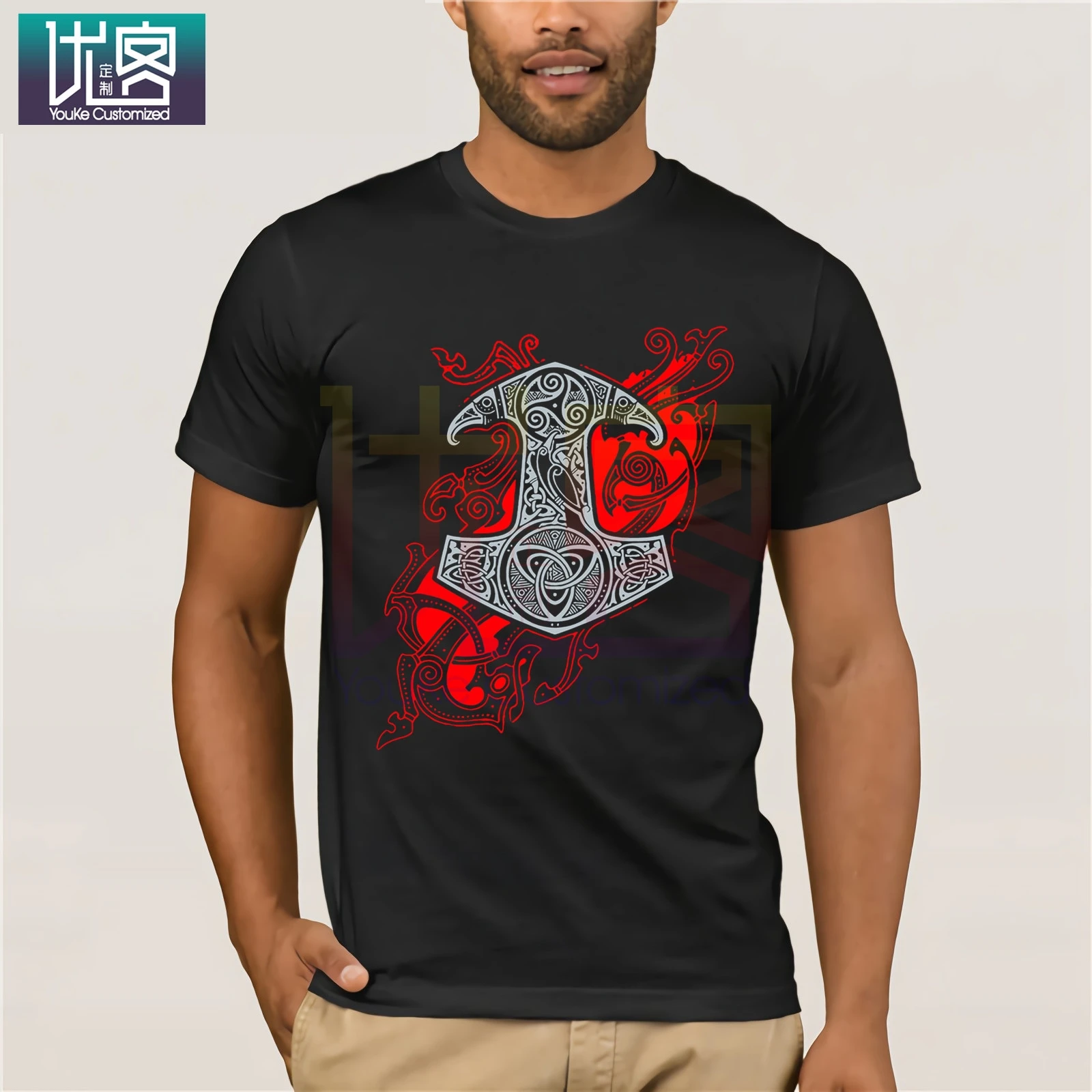 RAVEN S MJOLNIR T-Shirt Vikings Berserk Tees Valhalla O Hals Mannen Veerkrachtig Katoen Korte Mouw Cotton Tee Shirt Present | Мужская