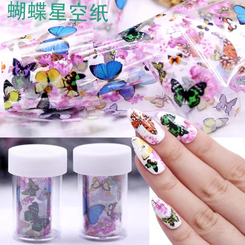 

5pcs Popular seven color butterfly manicure star sky transfer sticker