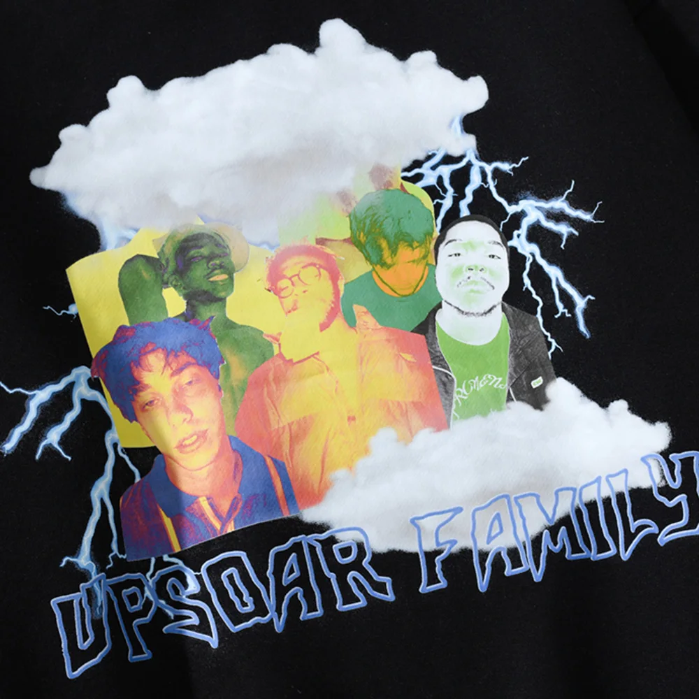 

Aolamegs Colorful Vaporwave Lightning Print Hoodies Men Winter Harajuku Retro High Street Hip Hop Couple Pullover Men Streetwear