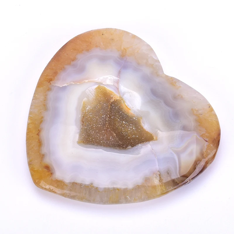 Кристалл целебный срез жеоды Агат камень в форме сердца энергетический резные